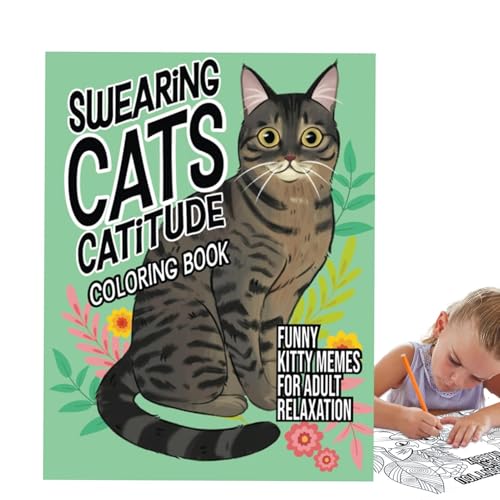 Generisch Swearing Cats Cattitude: Malbuch mit lustigen Kitty-Memes für Erwachsene – Swearing Cats-Malbuch, lustiges Katzen-Design-Malbuch, multifunktionales Malset für Kinder von Generisch