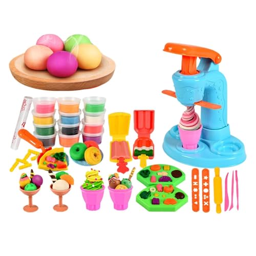 Generisch Ton-Set Spielen, Spielen Sie Clay & Dough Sets, Nudelmaschine Eiscreme Pretend Chef Spielzeug Modelliermasse Teigwerkzeuge für Kinder von Generisch