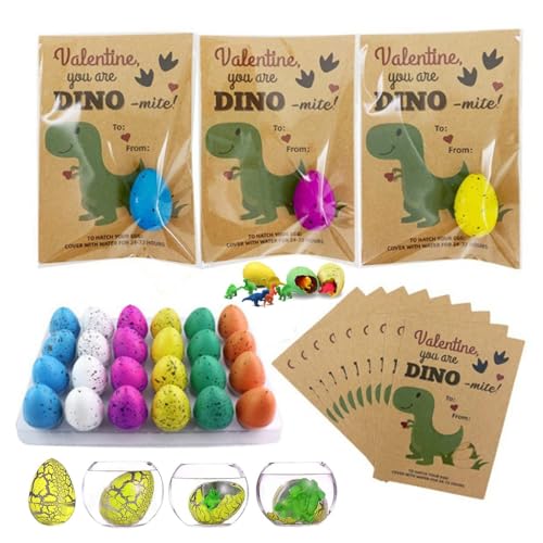 Generisch Valentines Day Gifts for Kids,Hatching Dinosaur Eggs,Dinosaur Valentines Day Cards for Kids,Classroom Novelty Dino Toys Valentine Exchange Cards Gifts (12pcs valentine cards) von Generisch