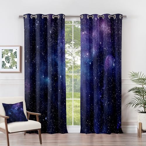 Generisch Vorhänge Galaxie - Nebel Universum Raum Fenster Gardinen mit Ösen, Vorhang Blickdicht Verdunklungsvorhänge Thermovorhang für Wohnzimmer Schlafzimmer Deko 2er Set, H 220 x B 140 cm G#-85 von Generisch