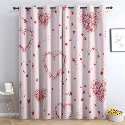 Generisch Vorhänge Herz - Romantische Rosa Mädchen Fenster Gardinen mit Ösen, Vorhang Blickdicht Verdunklungsvorhänge Thermovorhang für Wohnzimmer Schlafzimmer Deko 2er Set, H 245 x B 140 cm M-#262 von Generisch