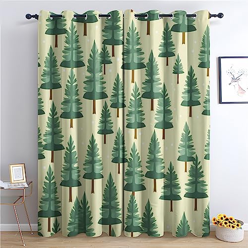 Generisch Vorhänge Kinder Wald Muster - Waldmotiv Fenster Gardinen mit Ösen, Vorhang Blickdicht Verdunklungsvorhänge Thermovorhang für Wohnzimmer Schlafzimmer Deko 2er Set, H 175 x B 140 cm V-&138 von Generisch