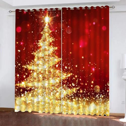 Generisch Vorhang Blickdicht Weihnachten Elch Rot 2 Stück H 160Cm X B 100Cm,Gardinen Kurz Modern Fenster Mit Ösen,Verdunklungsvorhänge Lichtundurchlässig Kinderzimmer,Kinder Vorhang Verdunkelung,A11 von Generisch