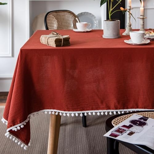 Generisch Waschbare Rechteckige Tischdecke, Neuartige Weihnachtliche Tischdecken Mit Quaste, Orange, Staubdichte Tischdecke, Picknickdecke Für Den Außenbereich, Weihnachtsparty Tischdecke Für ESS von Generisch