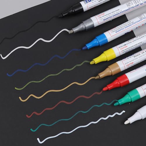 Generisch Wasserfest Stifte für Reifen Metall & Holz - Lackstift Wasserfester Reifenlackstift 2024 Reifenlackstift für Auto 10 ML 8 Pack - Colorful Set Markierstift Reifen-Stift Acrylstifte von Generisch