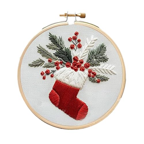 Generisch Weihnachts-Häkelmuster, Weihnachts-Stickset,Weihnachts-Stickset für Anfänger - Weihnachtskunst-Bastelset, festliche Sticksets für Erwachsene, einfaches Stickset für Anfänger von Generisch