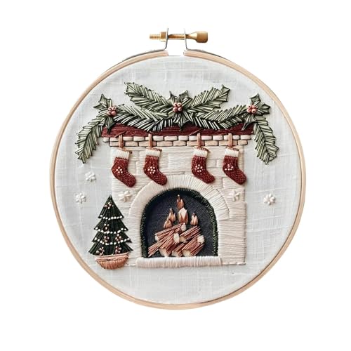 Generisch Weihnachts Stickerei Kit, Anfänger Stickerei Set, Weihnachten Stickerei Kit, Stickset Für Anfänger Erwachsene, Handgefertigte Weihnachtssticksets Für Anfänger, Für Kunst, Handwerk, Sticken von Generisch