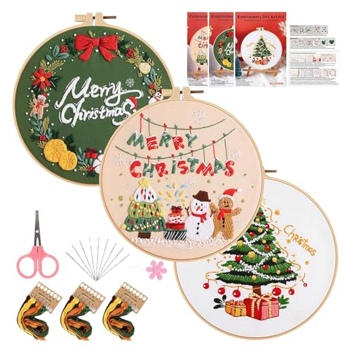 Generisch Weihnachts-Stickset, Weihnachts-Stickset für Erwachsene,Stickset Ornamente mit Mustern - Weihnachtsstrumpf-Ornamente, Bastelsets, Weihnachtszubehör für Bastelliebhaber von Generisch