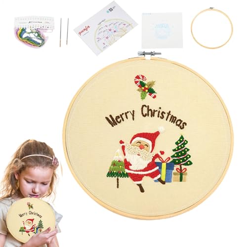 Generisch Weihnachts-Stickset,Stickset Weihnachten - Handstickset Weihnachten Nadelspitzensets,Weihnachts-Stickmuster, Anfänger-Stickset für Wohnzimmer, Schlafzimmer, Anfänger, Familie von Generisch