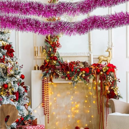 Generisch Weihnachtsdeko Girlande 1 Stück Lametta Weihnachtsbaum Girlande Christmas Garland 200 cm Christmas Decorations Lametta Girlande Weihnachtsgirlande Weinachtsdekorationen Girlande Weihnachten von Generisch