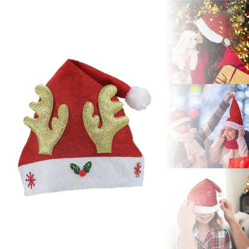 Generisch Weihnachtsmützen Für Erwachsene, Weihnachtsmütze Kinder, Weihnachtsmannmütze, Weihnachtsmannmütze Aus Plüsch, Unisex-Weihnachtsmütze, Bequeme Partyhüte Für Erwachsene, Weihnachtsmützen (F) von Generisch