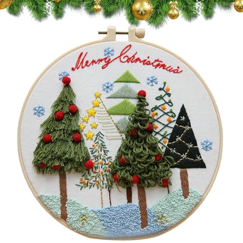 Weihnachtsornament-Bastelset,Weihnachts-Kreuz-Sets, Nadelspitzen-Set - Tragbare Weihnachtskreuz-Sets, Nadelspitzen-Set für Anfänger, Erwachsene und Kinder von Generisch