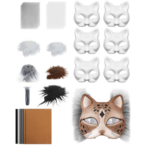 Generisch Weiße Katzemaske - Unbemalte Katzenmasken Set | Bastelset Mit Netzstoff Und Samtstoff-Zubehör Für Karneval Cosplay Party Maskerade Generisch Weiße Katzemaske - Unbemalte Katzenmasken Set | Bastelset Mit Netzstoff Und Samtstoff-Zubehör Für Karneval Cosplay Party Maskerade von Generisch
