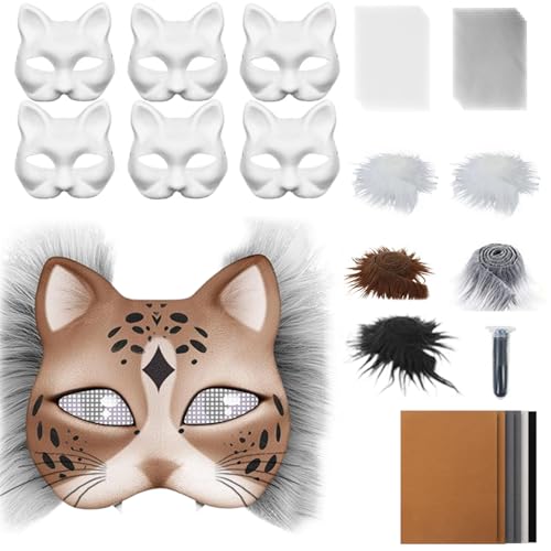 Generisch Weiße Katzenmaske | Unbedruckte Tiermasken Zum Verkleiden | Bastelset Mit Netzstoff Und Samtstoff-Zubehör Für Karneval Cosplay Party Maskerade Generisch Weiße Katzenmaske | Unbedruckte Tiermasken Zum Verkleiden | Bastelset Mit Netzstoff Und Samtstoff-Zubehör Für Karneval Cosplay Party Maskerade von Generisch