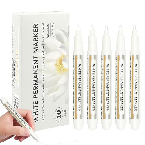 Generisch Weißer Lackmarker, weißer Marker Stift | Permanent wasserdichte Farbmarker,10x Schnelltrocknungskunststift, Ölbasis zu extra-feiner Spitze für, Reifen, Stoff, Metall, Felsmalerei von Generisch