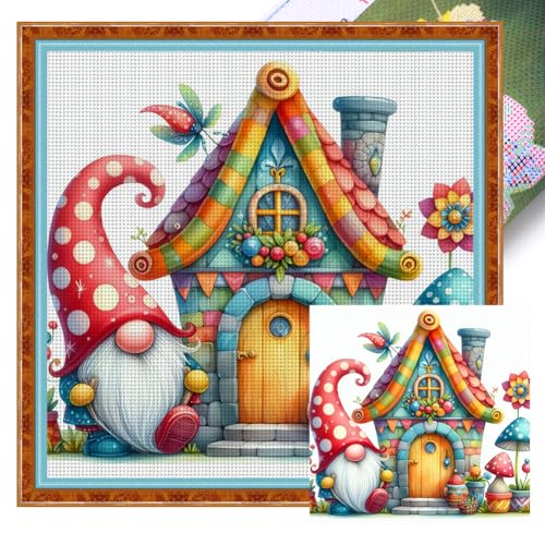 Generisch Wichtel Kreuzstich Set Vorgedruckt,Stickvorlagen Stickbilder Vorgedruckt Kreuzstich Stickpackungen Stickpackung Wichtel Cross Stitch Embroidery Kit Stickset Sticken Erwachsene Anfänger-#1 von Generisch