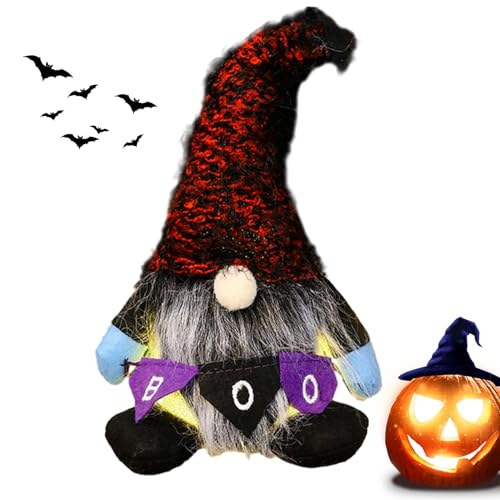 Generisch e Halloween Plüsch,Halloween e Plüsch | Sitzende e Halloween Tischdekorationen | 26 cm große, handgefertigte Plüschpuppe mit Boo-Banner, gesichtsloser für Party-Dekorationen zu Hause von Generisch