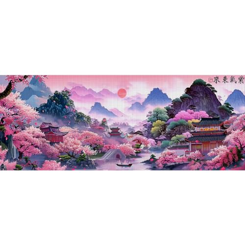 Generisch groß Landschaft Kreuzstich Set Vorgedruckt Stickvorlagen Kreuzstich Stickpackungen Stickpackung Cross Stitch Embroidery Kit Stickset Sticken Set für Erwachsene Anfänger 150x61cm-#3 von Generisch