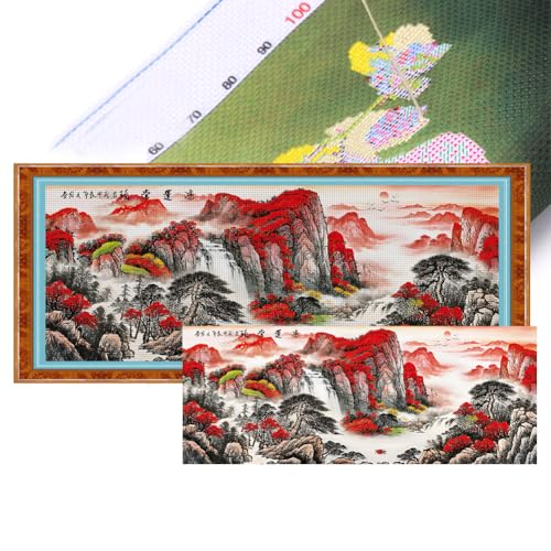 Generisch groß Landschaft Kreuzstich Set Vorgedruckt Stickvorlagen Kreuzstich Stickpackungen Stickpackung Cross Stitch Embroidery Kit Stickset Sticken Set für Erwachsene Anfänger 150x64cm-#1 von Generisch