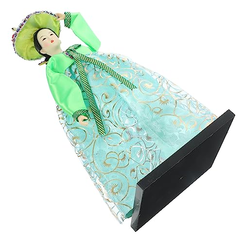 Generisch handgefertigte Puppe Figuren traditionelle Puppe Miniatur Mädchen wohnungsdeko wohnaccessoires Koreanische Kunsthandwerk Tischplatte koreanische Puppe Desktop-Puppendekor Green von Generisch