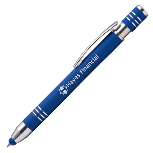 Generisch promoclassics® Absolute Maya Soft-Touch Kugelschreiber aus Metall mit Stylus-Spitze inkl. Text- oder Logogravur | ideal als Werbeartikel | (Blau, 500 Stück) von Generisch