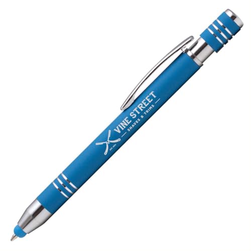 Generisch promoclassics® Absolute Maya Soft-Touch Kugelschreiber aus Metall mit Stylus-Spitze inkl. Text- oder Logogravur | ideal als Werbeartikel | (Hellblau, 250 Stück) von Generisch