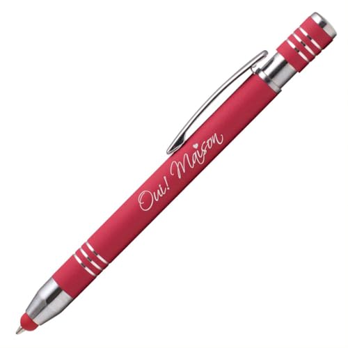 Generisch promoclassics® Absolute Maya Soft-Touch Kugelschreiber aus Metall mit Stylus-Spitze inkl. Text- oder Logogravur | ideal als Werbeartikel | (Rot, 100 Stück) von Generisch