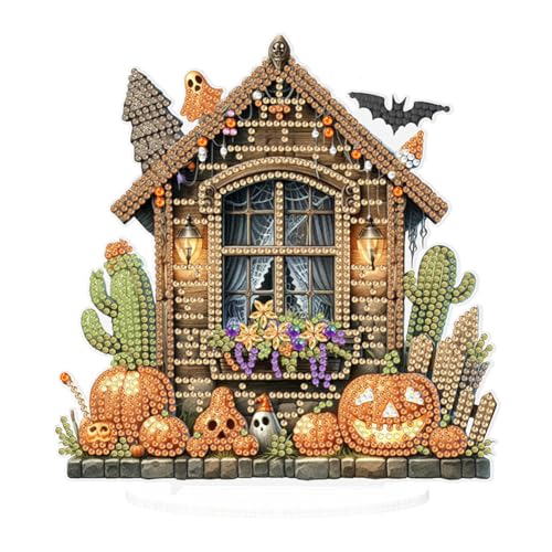 Generish Diamond Painting Halloween Tischdekoration, Halloween Acryl Ornament Halloween schild Ständer Tischdekorationen geeignet für Halloween Party Fenster Bar Kaminsims Tischdekoration von Generisch