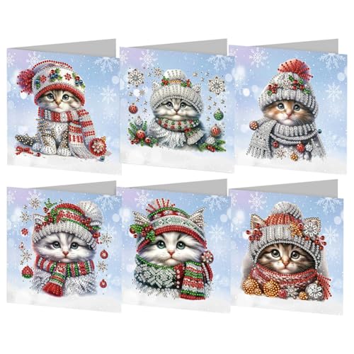 Generish Weihnachtskarten Set,Diamond Painting Weihnachtskarten,6er Set Grußkarten Weihnachten, Klappkarten Frohe Weihnachten mit Umschlägen,Merry Christmas Geschenk Weihnachtsgrüße Dankeschön Karte von Generisch