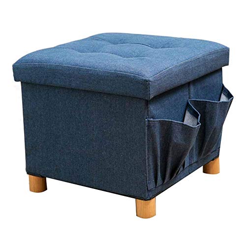 Gepolsterter Fußhocker aus Jeansstoff, Ottomane mit Stauraum, stilvoller Sitzwürfel für Wohnzimmer, Ruhehocker mit Sternen-Design von Generisch