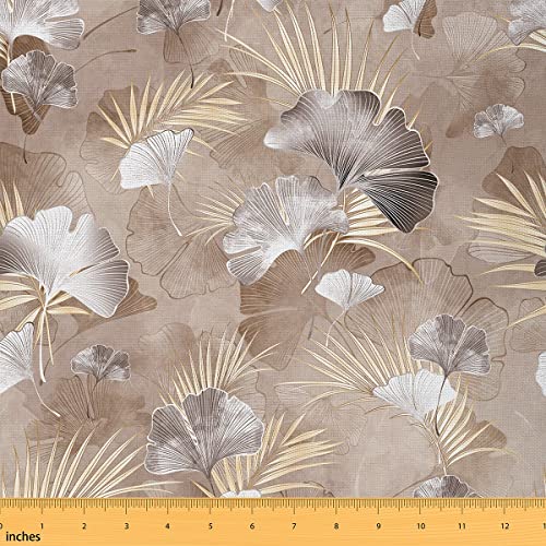 Ginkgo Leaf Fabric by The Yard Rustikale Pflanzen Bauernhaus-Stil Polsterstoff für DIY-Projekte, Moderne Streifen, geometrischer Stoff für Stühle, Vorhänge, Lampenschirm, 9,1 m von Generisch