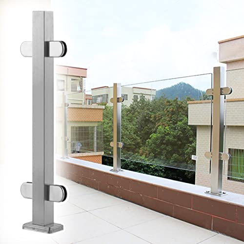 Glas-Balustraden-System für Balkon und Garten, mit Edelstahl-Treppendeck-Klemme, für Innen- und Außenbereich, Geländer, Pfostenpaneel (Silber, H 95 cm) von Generisch