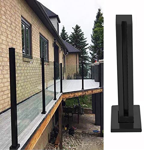 Glasdeckpfostenhalterung Klemme für Balkon, Treppengeländer, schwarz, vertikaler Glaszaunverbinder mit Hardware für den Außenbereich, Dachboden, Flur, Plattform, Außendeck, Pool, Terrasse, Pavillon, von Generisch