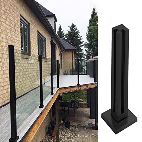 Glasgeländer Pfostenhalterung Klemme für Balkon Treppengeländer Schwarz Vertikale Glaszaunklemme mit Hardware für Außen Loft Flur Plattform Perfekt für Outdoor Deck Pool Terrasse Pavillon Leitplanke von Generisch