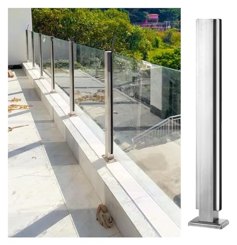 Glasgeländerpfosten-Set für Deck, Balkon, Pool, winddicht, Zaunpaneel-Klemmen mit äußerem Zapfenständer und Balus-Säulen-Board-Anschluss, Mittelpfosten, 60 cm von Generisch