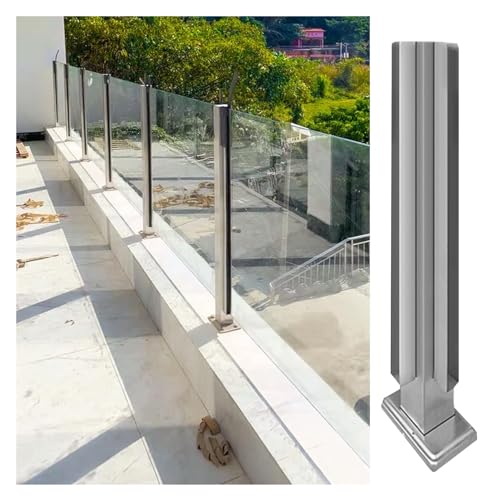 Glasgeländerpfosten-Set für winddichte Zaunpaneele, Klemmen, Außenzapfenständer für Terrasse, Balkon, Pool, Eckpfosten, 110 cm, Balus-Säulenbrett-Anschluss von Generisch