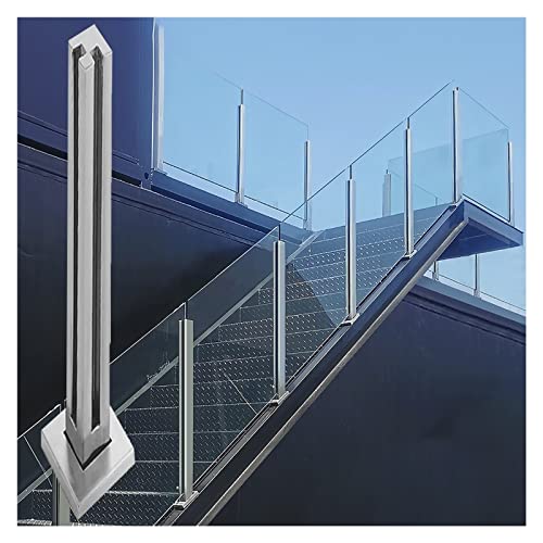 Glasgeländerpfosten für Balkon, Treppenhaus, Deck, Mittel-/Ende-/Eckpfosten mit Klemmen, modernes Glasbaluster-System für 10 12 mm dicke Glasscheiben von Generisch