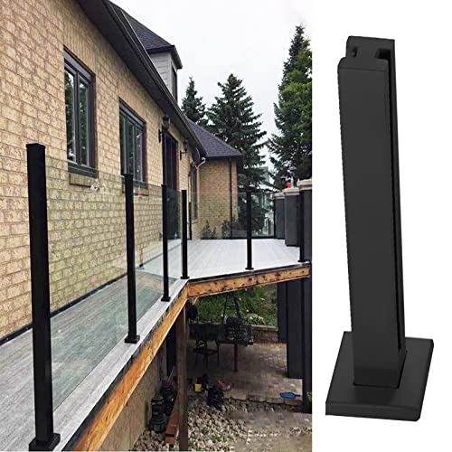 Glasgeländerpfostenhalterung Klemme für Balkon, Treppengeländer, schwarz, vertikaler Glaszaunverbinder mit Hardware für den Außenbereich, Dachboden, Flur, Plattform, ideal für Außenterrasse, Pool, von Generisch