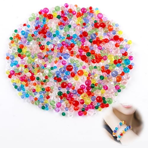 Glasperlen Set, 800 Stück bunte facettierte kristall glasperlen 4/6/8mm, perlen zum auffädeln für schmuckherstellung perlen zum basteln diy halskette armband ohrringe dekoration glänzend Glasperlen Set, 800 Stück bunte facettierte kristall glasperlen 4/6/8mm, perlen zum auffädeln für schmuckherstellung perlen zum basteln diy halskette armband ohrringe dekoration glänzend von Generisch