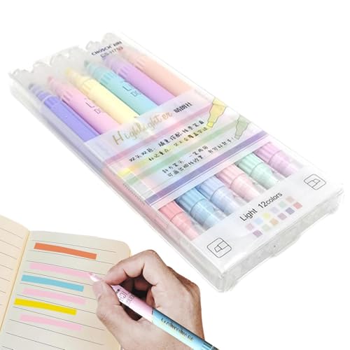 Glitter Highlighters, Buch Highlighters No Bleed, 6 Stücke Keine Blutungsmarkierungen Ästhetische Stifte, Mehrzweck -Schreibmarkierungen niedliche Briefpapier -Set für Diaries Notebooks Kalender von Generisch