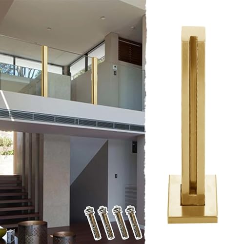 Gold Edelstahl Glas Geländer Pfosten Haltbares Handlaufsystem für Lofts & Gartenvillen Verstellbare Quadratische Balustrade Klemme 60150cm H140cm/55.5'' Gold Edelstahl Glas Geländer Pfosten Haltbares Handlaufsystem für Lofts & Gartenvillen Verstellbare Quadratische Balustrade Klemme 60150cm H140cm/55.5'' von Generisch
