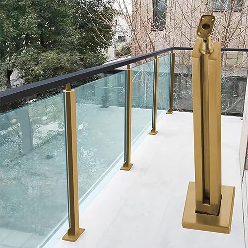 Goldfarbenes Außengeländer-Pfostensystem für Pooltreppen mit Klemme für 10 mm 12 mm Paneele, quadratischer Glaszaun, Geländer, Terrasse, Plattform, Glasleitplanke (Größe: 75) von Generisch