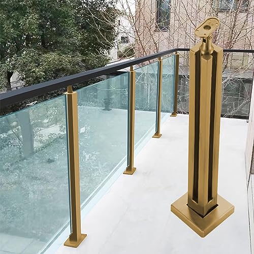 Goldfarbenes Glasgeländerpfosten-System mit Klemm-Balustraden-Set für 10 mm und 12 mm Paneele, perfekt für Terrasse, Pool, Treppe und Restaurant im Außenbereich von Generisch