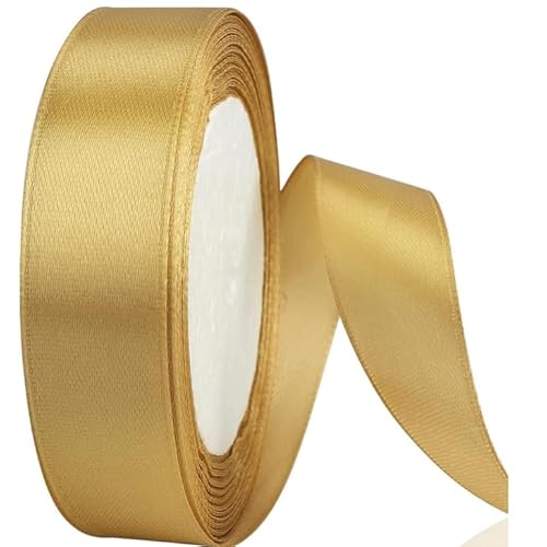 Goldfarbenes Satinband 6 mm, 22 Meter für Geschenkverpackungen, Stoff doppelseitiges Band zum Basteln von Kuchenband, Haarschleifenband, Weihnachtsdekoration, Hochzeitsautoband, Nähen und andere von Generisch