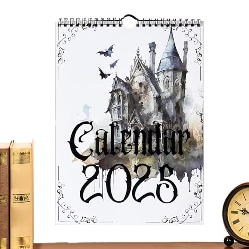 Gothic Wandkalender | Monatskalender 2025 | Kalender für Schreibtisch | Kleine Haushaltsgeräte Kalender | Linierte Blöcke Kalender Ausgezeichnetes Geschenkpapier für Schreibtisch & Wand von Generisch