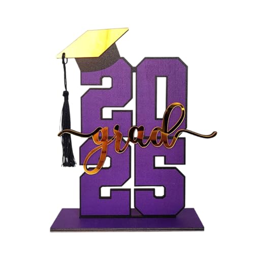 Graduation Dekorationen 2025- Stilvolle Holzbuchstaben für Tischdekoration & Senior 2025 Photo Booth Requisiten, Klasse 2025 Feiern, Graduation Deko Konfetti (Purple -C) von Generisch