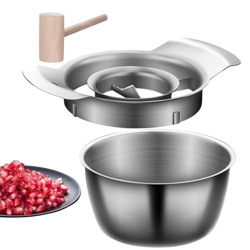 Granatapfel Schäler Set, Granatapfelschäler, Granatapfel Entkerner, Edelstahl Schüssel Holzhammer Mit Granatapfel Schälwerkzeug Set, Granatapfelkernentferner, Schälen Von Granatapfelkernen von Generisch