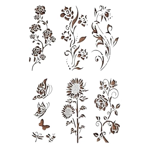 Große Blumenschablonen zum Malen,Blumenschablonen - Florale Malschablonen | Frühlings-Malschablonen, wiederverwendbare Blumenvorlage zum Malen auf Holz, Kartendekoration von Generisch