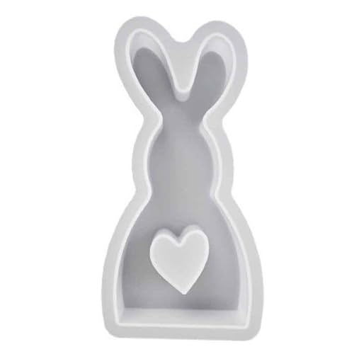 Große Osterhasen Formen Duft Herz Hase Kerzenhalter Silikon Kerzenständer Form 3D Gussformen Beton Gips Form Osterdekoration Modern Kleine Geschenke zu Ostern für Erwachsene von Generisch