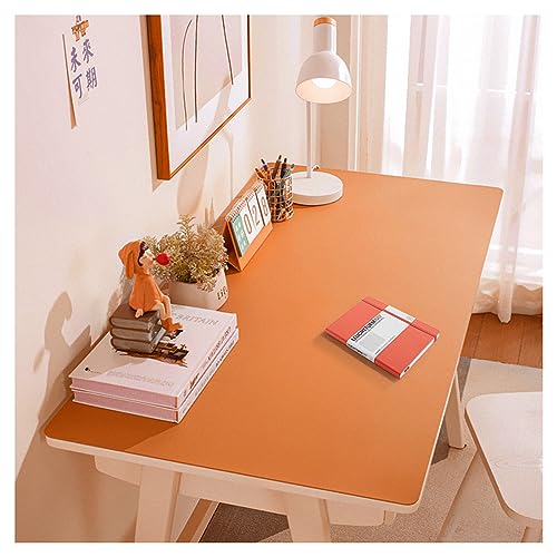 Große Schreibtischunterlage aus Leder, Premium PU Leder Schreibtischschutzmatte zum Schreiben, wasserdichter Schreibtischschutz mit großem Mauspad und Notizblock (80 x 120 cm, Orange) von Generisch